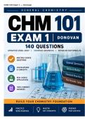 CHM 101 Exam 1 Donovan 2026&ndash;2027 &vert; Arizona State University &vert; 140 Practice Questions&comma; Answers & Detailed Rationales &vert; Introductory Chemistry