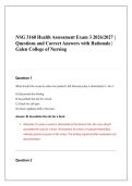 NSG 3160 Health Assessment Exam 3 2026&sol;2027 &vert; Questions and Correct Answers with Rationale &vert; Galen College of Nursing