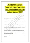 NSG 527 Final Exam&NewLine;Powerpoint with questions&NewLine;and well verified answers&NewLine;actual exam&excl;&excl;&excl; 2026