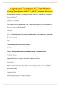 Acupuncture Techniques III&lowbar;Final Written&NewLine;Exam Questions with Verified Correct Answers