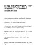 NCCCO OVERHEAD CRANE EXAM SCRIPT&NewLine;2026 COMPLETE QUESTIONS AND&NewLine;VERIFIED ANSWERS