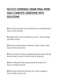 NCCCO OVERHEAD CRANE FINAL PAPER&NewLine;2026 COMPLETE QUESTIONS WITH&NewLine;SOLUTIONS