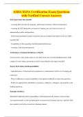 ASHA SLPA Certification Exam Questions&NewLine;with Verified Correct Answers