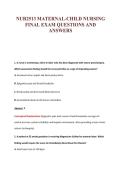 NUR2513 MATERNAL-CHILD NURSING&NewLine;FINAL EXAM QUESTIONS AND&NewLine;ANSWERS