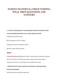NUR2513 MATERNAL-CHILD NURSING&NewLine;FINAL PREP QUESTIONS AND&NewLine;ANSWERS
