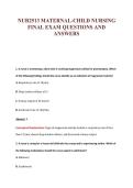 NUR2513 MATERNAL-CHILD NURSING&NewLine;FINAL EXAM QUESTIONS AND&NewLine;ANSWERS