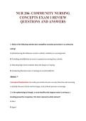 NUR 206&colon; COMMUNITY NURSING&NewLine;CONCEPTS EXAM 1 REVIEW&NewLine;QUESTIONS AND ANSWERS