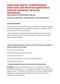 MARYLAND DENTIST JURISPRUDENCE EXAM 2026 &vert; 200 PRACTICE QUESTIONS & VERIFIED ANSWERS &vert; DETAILED RATIONALES