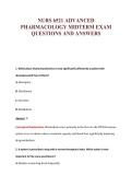 NURS 6521 ADVANCED&NewLine;PHARMACOLOGY MIDTERM EXAM&NewLine;QUESTIONS AND ANSWERS