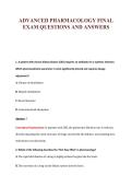 ADVANCED PHARMACOLOGY FINAL&NewLine;EXAM QUESTIONS AND ANSWERS