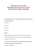 NURS 6521 ADVANCED&NewLine;PHARMACOLOGY FINAL EXAM&NewLine;QUESTIONS ANDB ANSWERS