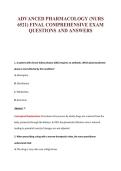 ADVANCED PHARMACOLOGY &lpar;NURS&NewLine;6521&rpar; FINAL COMPREHENSIVE EXAM&NewLine;QUESTIONS AND ANSWERS