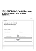 NUR 641E MIDTERM STUDY GUIDE 2026&sol;2027 &vert; ADVANCED PATHOPHYSIOLOGY & PHARMACOLOGY FOR THE NURSE EDUCATOR