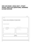HCR 240 EXAM 2 2026&sol;2027 &vert; STUDY GUIDE&comma; PRACTICE QUESTIONS&comma; ANSWERS & EXAM REVIEW