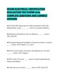 NCCER ELECTRICAL CERTIFICATION&NewLine;EVALUATION TEST PAPER 2026&NewLine;COMPLETE QUESTIONS AND CORRECT&NewLine;ANSWERS