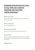 RASMUSSEN PATHOPHYSIOLOGY EXAM 1&NewLine;ACTUAL PAPER 2026 COMPLETE&NewLine;QUESTIONS AND SOLUTIONS&NewLine;CERTIFICATION READY