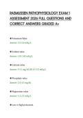 RASMUSSEN PATHOPHYSIOLOGY EXAM 1&NewLine;ASSESSMENT 2026 FULL QUESTIONS AND&NewLine;CORRECT ANSWERS GRADED A&plus;
