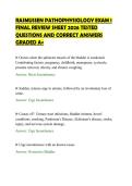 RASMUSSEN PATHOPHYSIOLOGY EXAM 1&NewLine;FINAL REVIEW SHEET 2026 TESTED&NewLine;QUESTIONS AND CORRECT ANSWERS&NewLine;GRADED A&plus;