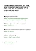 RASMUSSEN PATHOPHYSIOLOGY EXAM 1&NewLine;TEST 2026 VERIFIED QUESTIONS AND&NewLine;ANSWERS PASS GUIDE&NewLine;