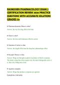 RASMUSSEN PHARMACOLOGY EXAM 2&NewLine;CERTIFICATION REVIEW 2026 PRACTICE&NewLine;QUESTIONS WITH ACCURATE SOLUTIONS&NewLine;GRADED A&plus;