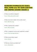 RASMUSSEN PHARMACOLOGY EXAM 2&NewLine;FINAL PAPER 2026 TEST BANK QUESTIONS&NewLine;AND VERIFIED ANSWERS GRADED A&plus;&NewLine;