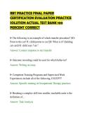 RBT PRACTICE FINAL PAPER&NewLine;CERTIFICATION EVALUATION PRACTICE&NewLine;SOLUTION ACTUAL TEST BANK 100&NewLine;PERCENT CORRECT&NewLine;