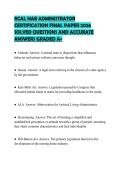 RCAL NAB ADMINISTRATOR&NewLine;CERTIFICATION FINAL PAPER 2026&NewLine;SOLVED QUESTIONS AND ACCURATE&NewLine;ANSWERS GRADED A&plus;