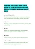 RDA LAW AND ETHICS FINAL PAPER&NewLine;UPDATED COMPLETE QUESTIONS AND&NewLine;CORRECT ANSWERS BUNDLED REVIEW&NewLine;GUIDE&NewLine;