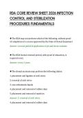 RDA CORE REVIEW SHEET 2026 INFECTION&NewLine;CONTROL AND STERILIZATION&NewLine;PROCEDURES FUNDAMENTALS&NewLine;