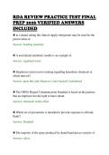 RDA REVIEW PRACTICE TEST FINAL&NewLine;PREP 2026 VERIFIED ANSWERS&NewLine;INCLUDED&NewLine;