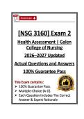 NSG3160&sol;NSG 3160 Exam 2 &vert; Health Assessment &vert; Galen College &vert; 26&sol;27 Updated &lpar;PDF&rpar;