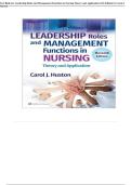 Complete Test Bank for Leadership Roles and Management Functions in Nursing Theory and Application 11th Edition by Carol J&period; Huston All Chapters 1-25 &excl; ALREADY RATED A&plus; 100&percnt; CORRECT ANSWERS