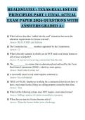 REALESTATEU&colon; TEXAS REAL ESTATE&NewLine;PRINCIPLES PART 1 FINAL ACTUAL&NewLine;EXAM PAPER 2026 QUESTIONS WITH&NewLine;ANSWERS GRADED A&plus;