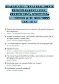 REALESTATEU&colon; TEXAS REAL ESTATE&NewLine;PRINCIPLES PART 1 FINAL&NewLine;CERTIFICATION SCRIPT 2026&NewLine;QUESTIONS WITH SOLUTIONS&NewLine;GRADED A&plus;