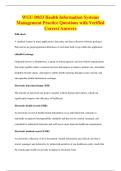 WGU D033 Health Information Systems&NewLine;Management Practice Questions with Verified&NewLine;Correct Answers