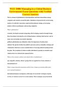 WGU D080 Managing in a Global Business&NewLine;Environment Exam Questions with Verified&NewLine;Correct Answers
