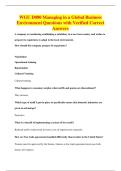 WGU D080 Managing in a Global Business&NewLine;Environment Questions with Verified Correct&NewLine;Answers