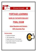 PORTAGE LEARNING  &NewLine;NURS 231 PATHOPHYSIOLOGY  &NewLine;FINAL EXAM  &NewLine;Actual Questions and Answers &NewLine;100&percnt; Guarantee Pass  