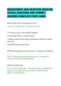 RECRUITMENT AND SELECTION UPDATED&NewLine;ACTUAL QUESTIONS AND CORRECT&NewLine;ANSWERS COMPLETE STUDY GUIDE
