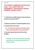 TCFP INCIDENT COMMANDER CERTIFICATION &NewLine;EXAM &mdash; FULL-LENGTH PRACTICE &NewLine;ASSESSMENT&ast;&ast;&ast; QUESTIONS AND VERIFIED &NewLine;ANSWERS &vert; 2026&sol;2027 UPDATE