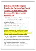 Louisiana Private Investigator &NewLine;Examination Questions And Correct &NewLine;Answers &lpar;Verified Answers&rpar; Plus &NewLine;Rationales 2026 Q&A &vert; Instant &NewLine;Download Pdf 