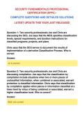 SECURITY FUNDAMENTALS PROFESSIONAL&NewLine;CERTIFICATION &lpar;SFPC&rpar; &NewLine;COMPLETE QUESTIONS AND DETAILED SOLUTIONS&NewLine;LATEST UPDATE THIS YEAR JUST RELEASED