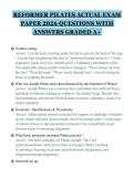 REFORMER PILATES ACTUAL EXAM&NewLine;PAPER 2026 QUESTIONS WITH&NewLine;ANSWERS GRADED A&plus;&NewLine;