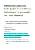 Alabama Business and Law Exam &NewLine;Practice Questions And Correct Answers &NewLine;&lpar;Verified Answers&rpar; Plus Rationales 2026 &NewLine;Q&A &vert; Instant Download Pdf