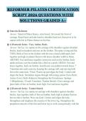 REFORMER PILATES CERTIFICATION&NewLine;SCRIPT 2026 QUESTIONS WITH&NewLine;SOLUTIONS GRADED A&plus;&NewLine;