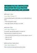 REFORMER PILATES CERTIFICATION&NewLine;EVALUATION TEST 2026 PRACTICE&NewLine;SOLUTION QUESTIONS AND ANSWERS