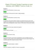Chapter 33 Forensic Nursing &lpar;5 questions on exam&rpar;&NewLine;Questions with CORRECT Answers &lpar;Grade A&plus;&rpar;