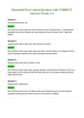 Household Pest Control Questions with CORRECT&NewLine;Answers &lpar;Grade A&plus;&rpar;