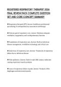 REGISTERED RESPIRATORY THERAPIST 2026&NewLine;FINAL REVIEW PACK COMPLETE QUESTION&NewLine;SET AND CORE CONCEPT SUMMARY