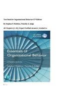 Test Bank for Essentials of Organizational Behavior 15th Edition By Stephen P&period; Robbins&comma; Timothy A&period; Judge &vert; All Chapters &lpar;1-18&rpar; &vert; Expert Verified Answers &vert; Graded A&plus;